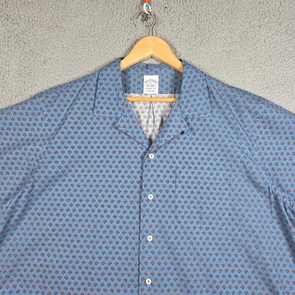 Brooks Brothers Shirt Mens Size XL Regent Fit Pottery All Over Print Camp Collar - Picture 2 of 11